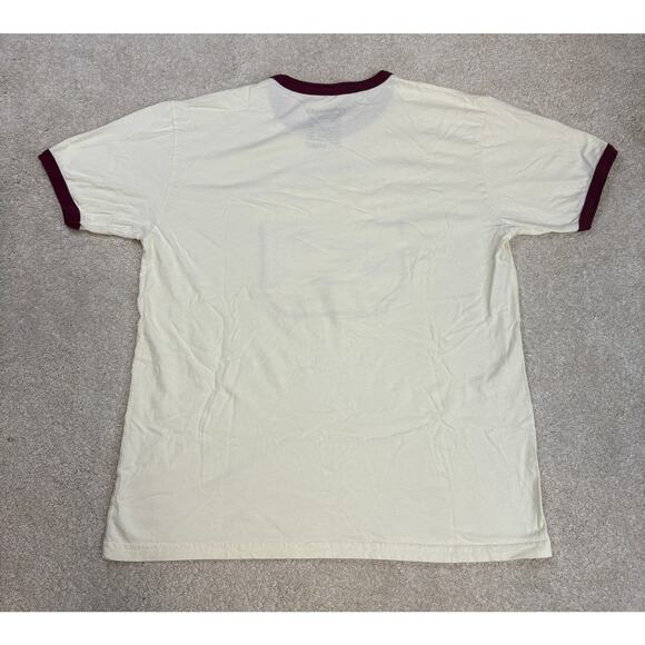 NWOT Omega Mart Tattoo Chicken Ringer Graphic T-Shirt Cream Red Size L - Picture 3 of 4